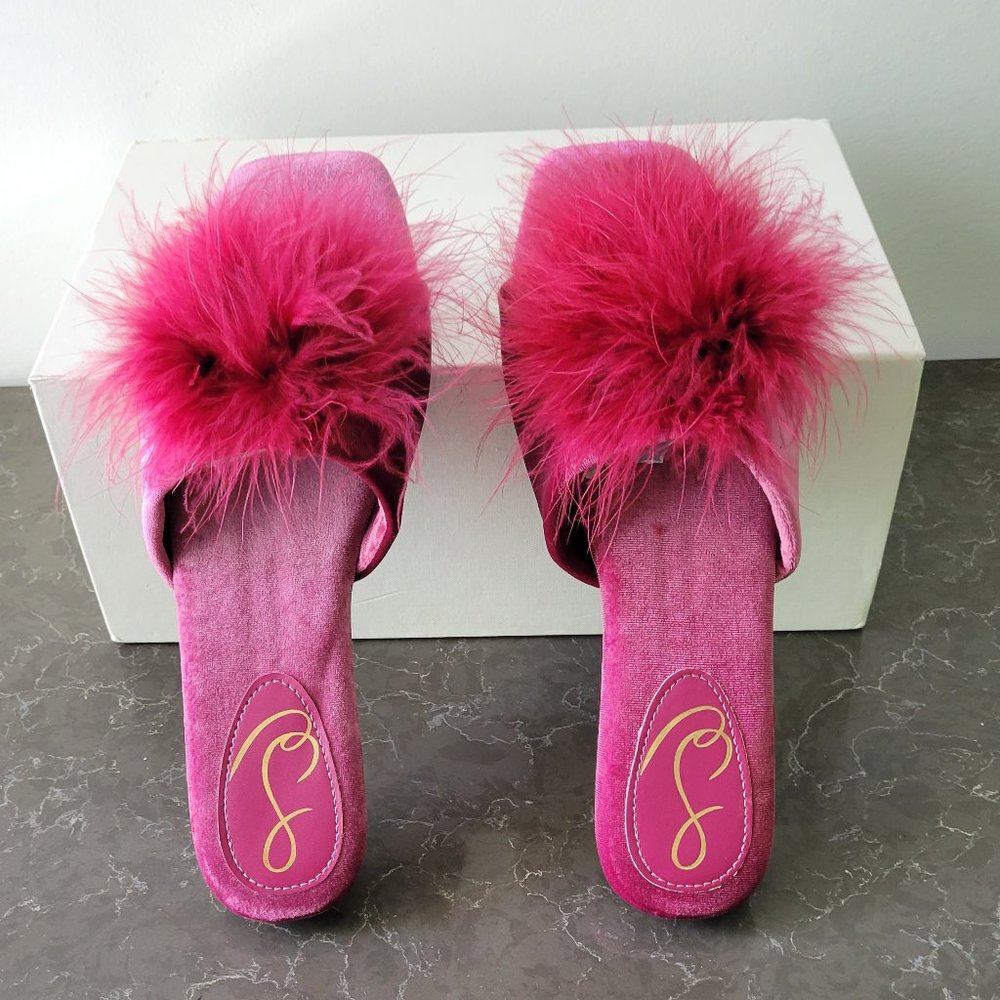 (SOLD) $89 *NEW* SAM EDELMAN Feather Slipper - Picture 3 of 11